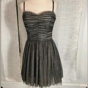 Betsey Johnson Black Gray tulle knee length dress sz 6 whimsygoth fairy grunge